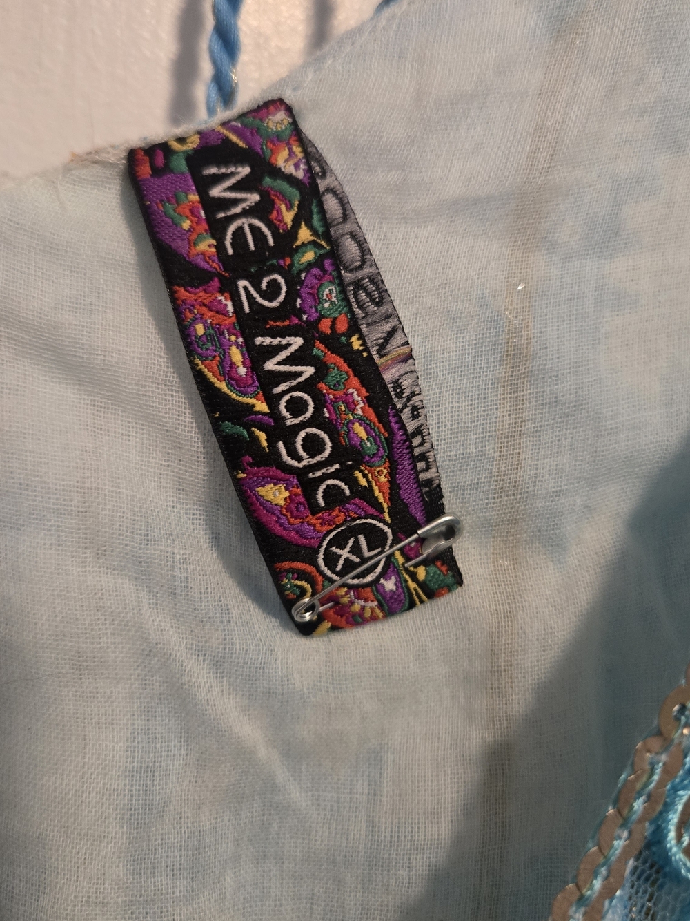 Light Blue Floral Boho Maxi Dress with Sequin Trim - Picture 10 of 10